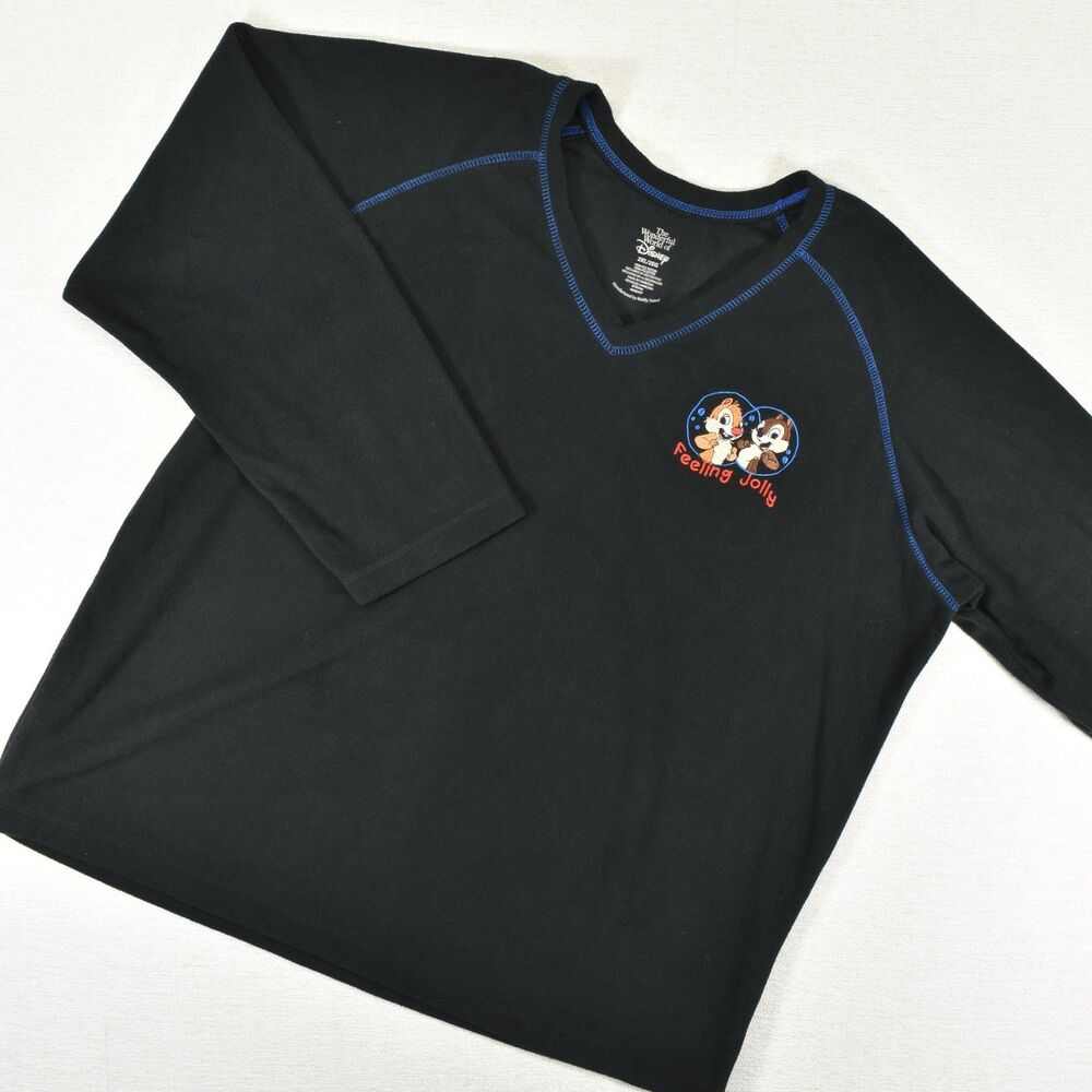 Vintage Disney Chip and Dale Feeling Jolly Fleece Sweatshirt Womens  V Neck 2XL